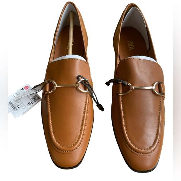 Zara Brown Leather Moccasin Size 10 NWT - Picture 5 of 8